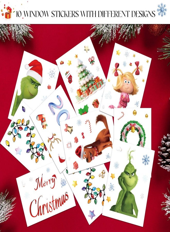 SUNWISHA Christmas Window Clings 10 PCS Reusable Double Sided Static Christmas Stickers Indoor Decor - Image 5